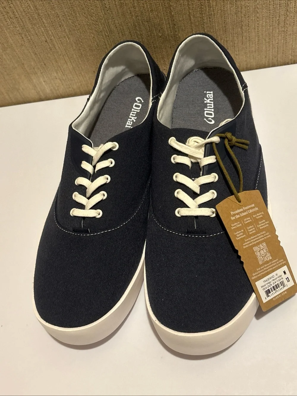 OluKai Tradewind Men's Boat Shoes Mood Indigo Navy Blue Sz 13 NEW